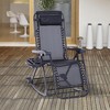 Outsunny Outdoor Rocking Chairs, Foldable Reclining Anti Gravity Lounge Rocker w/ Pillow, Cup & Phone Holder, Combo Design w/ Folding Legs - 2 of 4