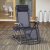 Outsunny Outdoor Rocking Chairs, Foldable Reclining Anti Gravity Lounge Rocker w/ Pillow, Cup & Phone Holder, Combo Design w/ Folding Legs - image 2 of 4