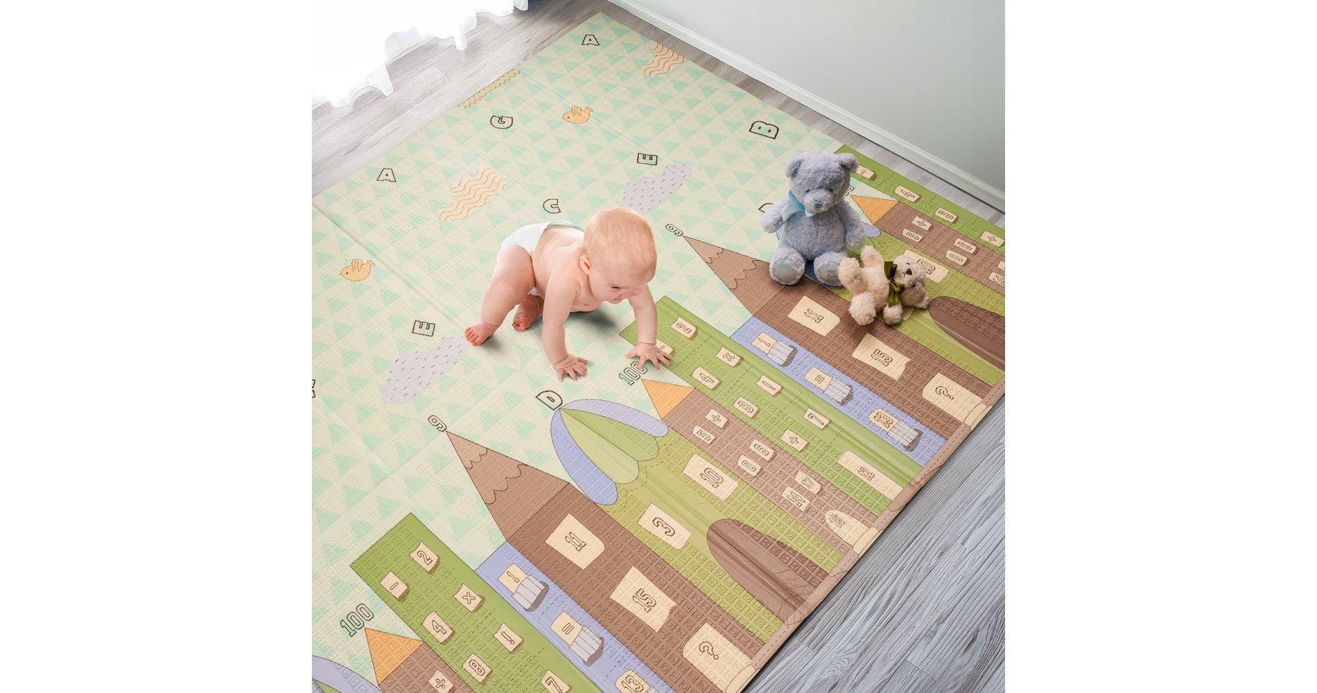 Sorbus (78x70x0.4) Foldable Play Mats with Travel Bag - for Babies, Toddlers, and Kids Playtime & Tummy Time