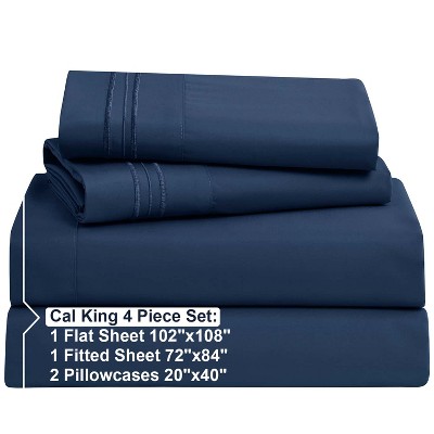 Navy Blue California King Organic Cotton Microfiber Sheet Set