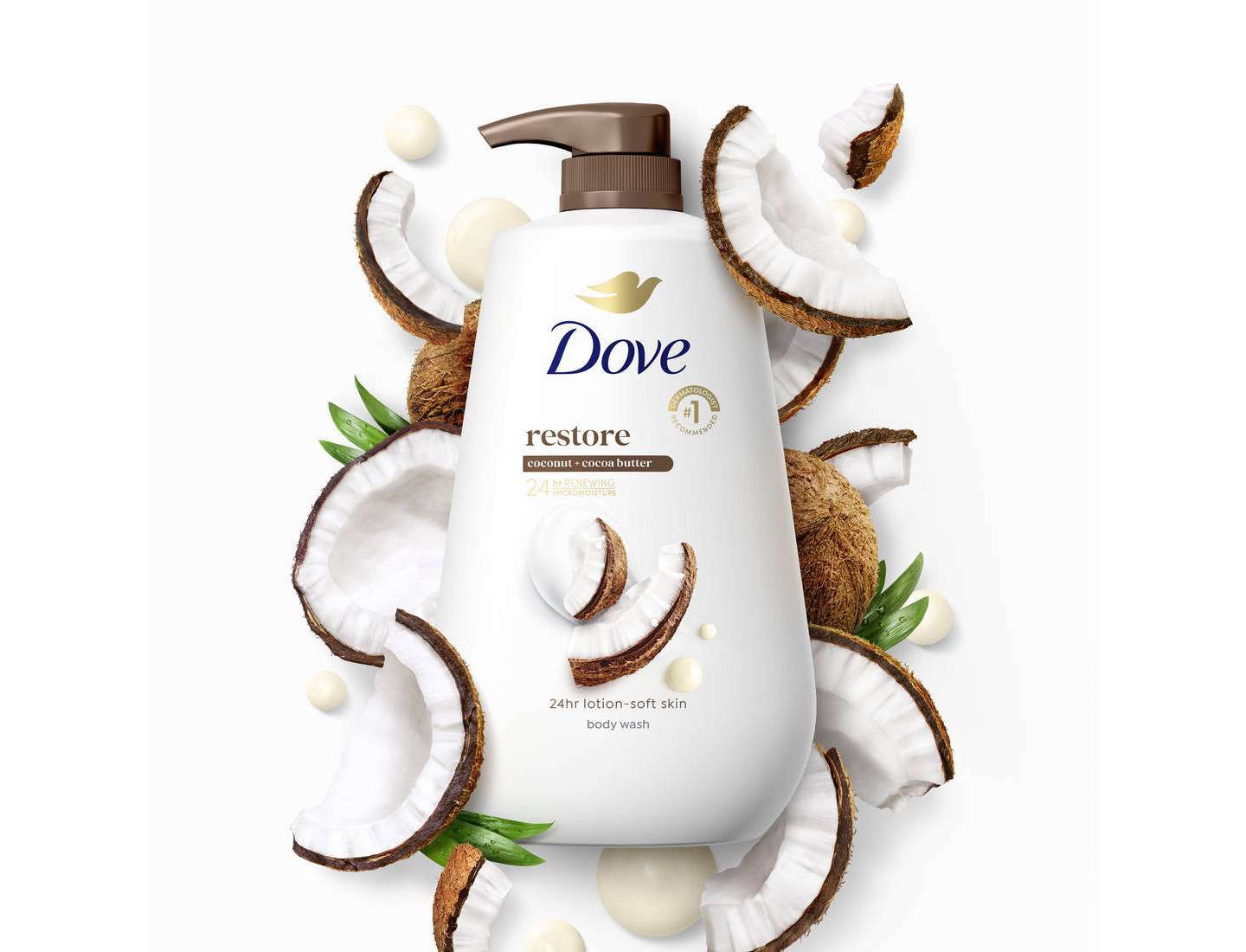 Dove Beauty Гель для душа с дозатором Dove Restore Coconut & Cocoa Butter, 30.6 fl oz — фото 3