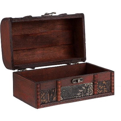 Vintage Treasure Chest, Pirate Keepsakes Box , Wooden Storage Box Jewelry Pearl Trinkets