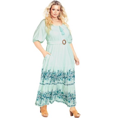 Avenue Women's Plus Size Angel Tiered Maxi Dress