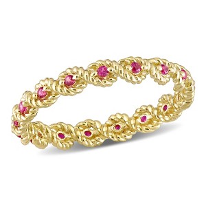 EVERLY JEWELRY |Multiple-color option 10K Gold Infinity Ring with Multiple color created gemstone Options. - 1 of 4