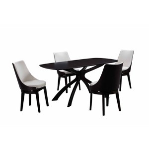 5pc Orleans High Back Chair Dining Set Cream/Black - Boraam: Mid-Century Modern, Rubberwood Frame, Polyester Upholstery - 1 of 4