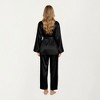 Anna-Kaci Lounge Women's 2-Piece Set Satin Wrap Long Sleeve Belted Top and Wide Leg Pants - 4 of 4