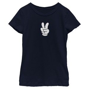 Girls Mickey & Friends Peace Sign Gloves T Shirt - 1 of 4