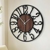 Large Wall Clock Living Room Decor 24 Inch Black Metal Wood Farmhouse Clock Arabic Numerals Silent Non Ticking Antique Style - 2 of 4