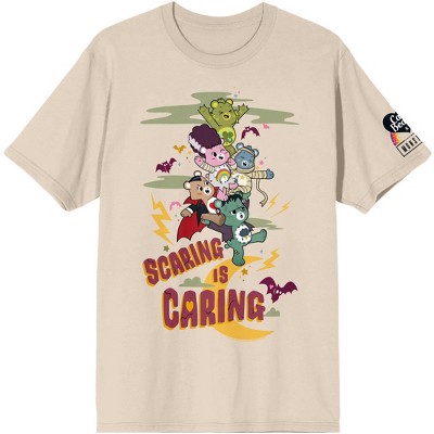 Care Bears X Universal Monsters Women's Natural Crew Neck Short Sleeve T-shirt