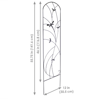 Black Steel Dragonfly Design Garden Trellis Set - 55.75" H - 2-Pack