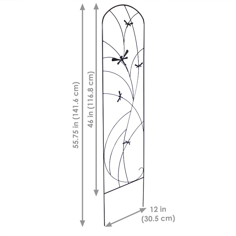 Sunnydaze Decorative Steel Metal Dragonfly Delight Design Garden Trellis - 55.75" H - Black - 2-Pack, 4 of 11