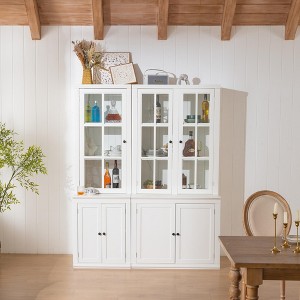 Okak Modern Freestanding Display Buffet Cabinet with 1 Drawer, Wooden Bookshelves Pantry Cabinet for Kitchen/Hallways/Living Room - 1 of 4
