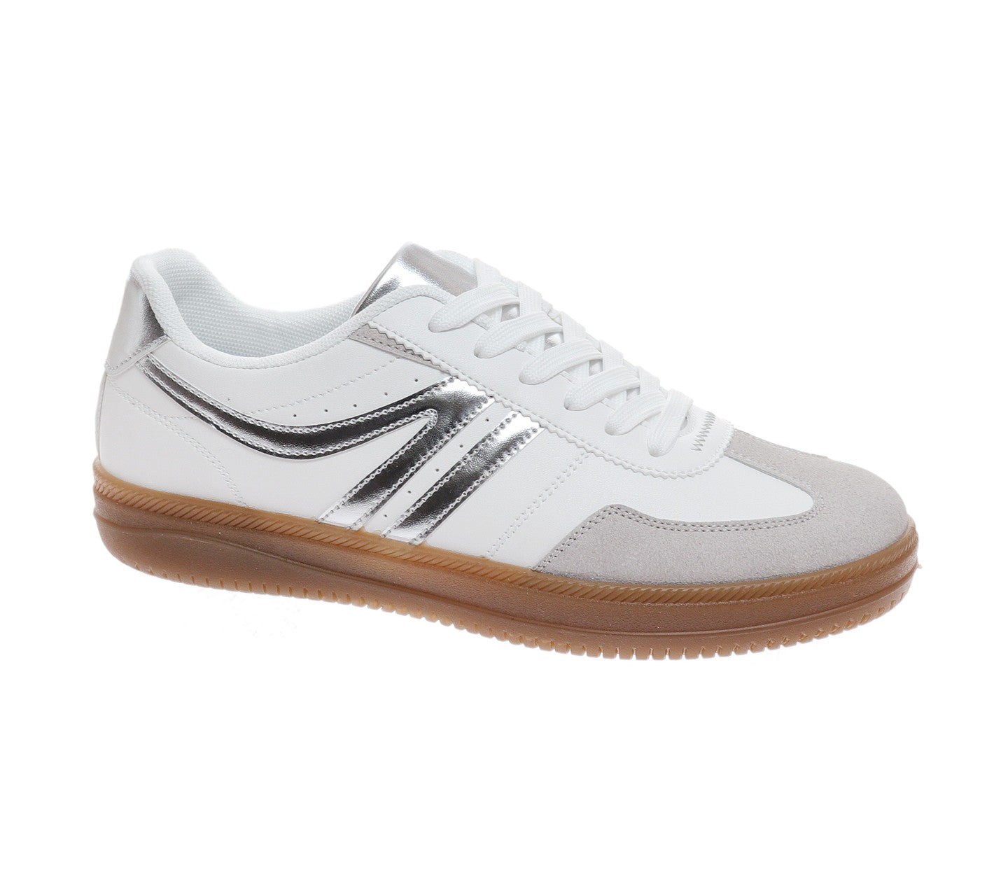 Женские кроссовки Outwoods Giana-2 Lace Up Fashion Sneakers, Silver Combo, цвет: Серебряный — фото 1