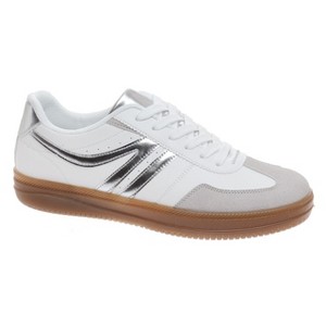 Outwoods Womens Giana-2 Lace Up Fashion Sneakers, Silver Combo - 1 of 4