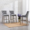 WestinTrends 29" Linen Tufted Buttons Upholstered Wingback Bar Stool (Set of 3) - 2 of 4