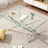 ALEXOUN 39.37Inch Rectangular Tempered Glass Coffee Table,with Metal Legs, Easy to Clean & Sturdy 220 lbs Capacity,for Living Room,Office - 2 of 4
