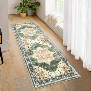 coucheta Vintage Oriental Area Rugs for Living Room, Boho Washable Stain Resistant Non Slip Low Pile Indoor Carpet, for Bedroom, Dining Room - 1 of 4