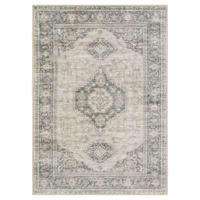 Lahome Persian Medallion Short Pile Velvet Rectangular Indoor Area Rug