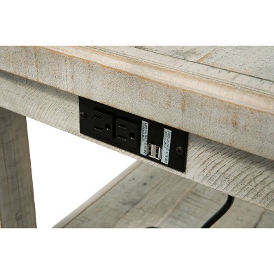 Contemporary Gray Rectangular End Table with Storage