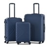 3 Piece Luggage Sets ABS Lightweight Suitcase with Two Hooks, Spinner Wheels, TSA Lock, (20/24/28) Blue - 2 of 4