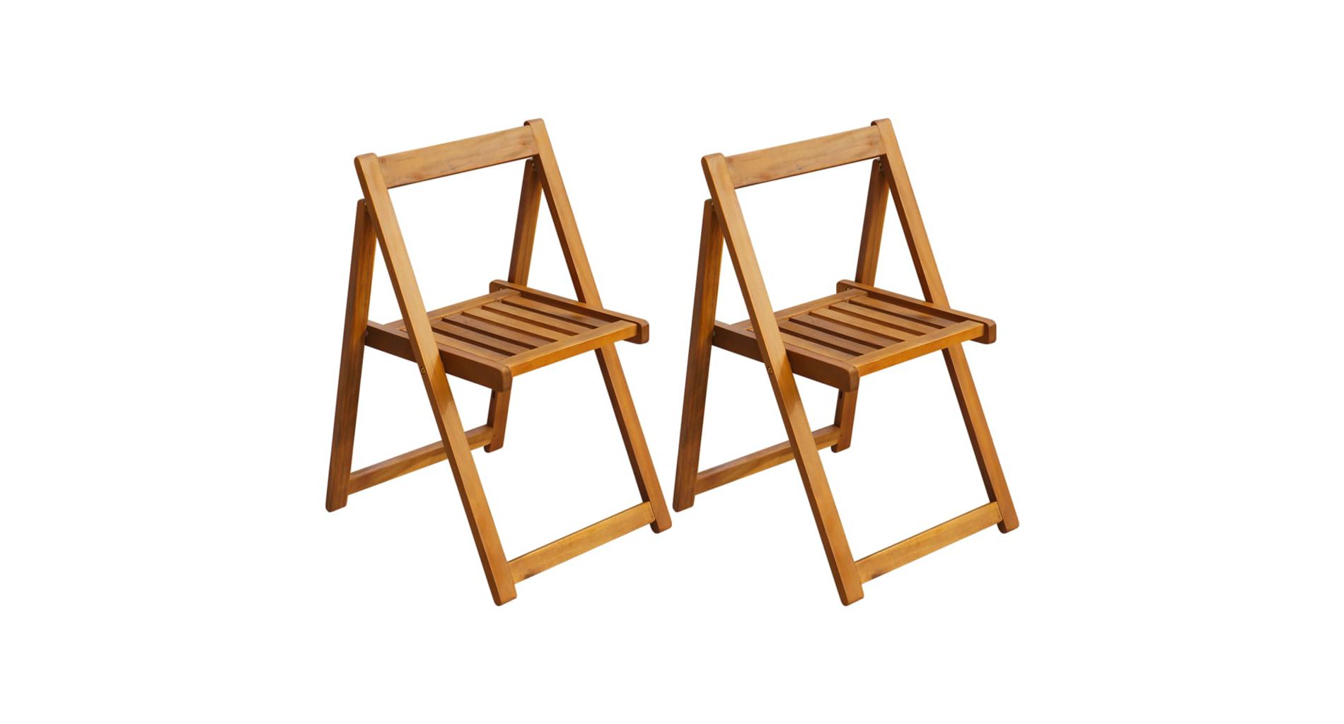 Folding Chair Set of 2 Natural wood Acacia wood Medium Foldable vidaXL