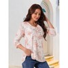 Seta T Women's Irregular Hem V Neck Mesh 3/4 Sleeve Floral Double Layered Tunic Top - 2 of 4
