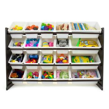 Extra Large Kids' Toy Storage Organizer with 20 Storage Bins Espresso/White - Humble Crew