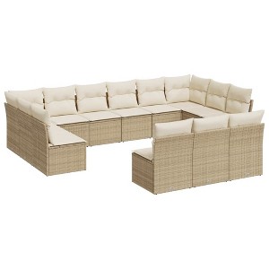 vidaXL Garden Sofa Set Beige, Cream white - 1 of 4