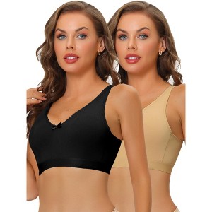 Allegra K Women's Wirefree Full Coverage Adjustable Straps Push Up Bras 2 Pcs - 1 of 4