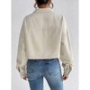 Coolmee Women's Fashion Cropped Shacket Button Down Corduroy Shacket Jackets Long Sleeve Crop Jackets Tops - 2 of 4