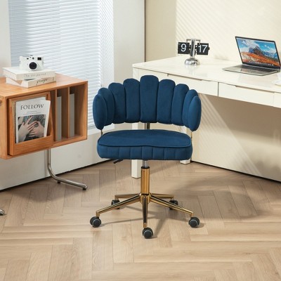 NicBex Home Office Chair with Adjustable Height Modern Rotatable Velvet Computer Chair Vanity Chair with Golden Base for Office, Study, Bedroom