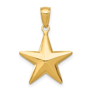 Black Bow Jewelry 14k Yellow Gold 17mm Polished 3D Star Pendant - 1 of 4