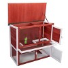 LAOTIES 2 Story Wooden Rabbit Hutch,Outdoor Bunny Cage with Run,Ramp,Pull Out Tray,Water Bottle - 3 of 4