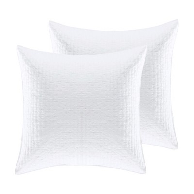 Cross Stitch White Solid Euro Sham - Set of 2 - Levtex Home