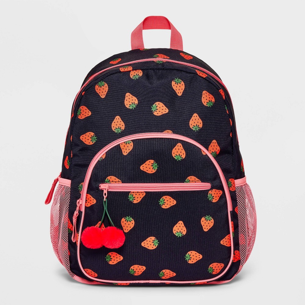 Photos - Travel Accessory Girls' 16" Dome Backpack with Charm with Pink Strawberry - art class™ Mult