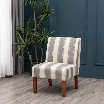 Armless Slipper Accent Chair Striped Wide Gray - WOVENBYRD