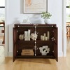 39.4" Slim Rattan Sideboard Buffet, Modern Boho Cabinet with Pop-Up Doors & Outlet Holes for Entryway Living Room-3irtyhousy - 3 of 4