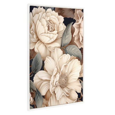 Kate & Laurel All Things Decor 31.5"x41.5" Sylvie Beaded Retro Glam Floral in Muted Color Tones Framed by The Creative Bunch Studio White