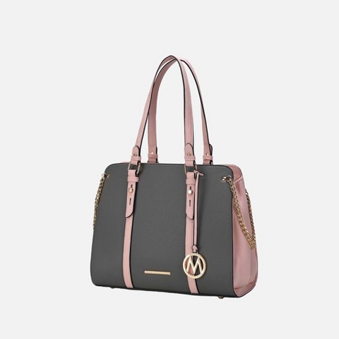 MKF Collection Amy Color Block Vegan Leather Women’s Tote Bag by Mia K - Charcoal