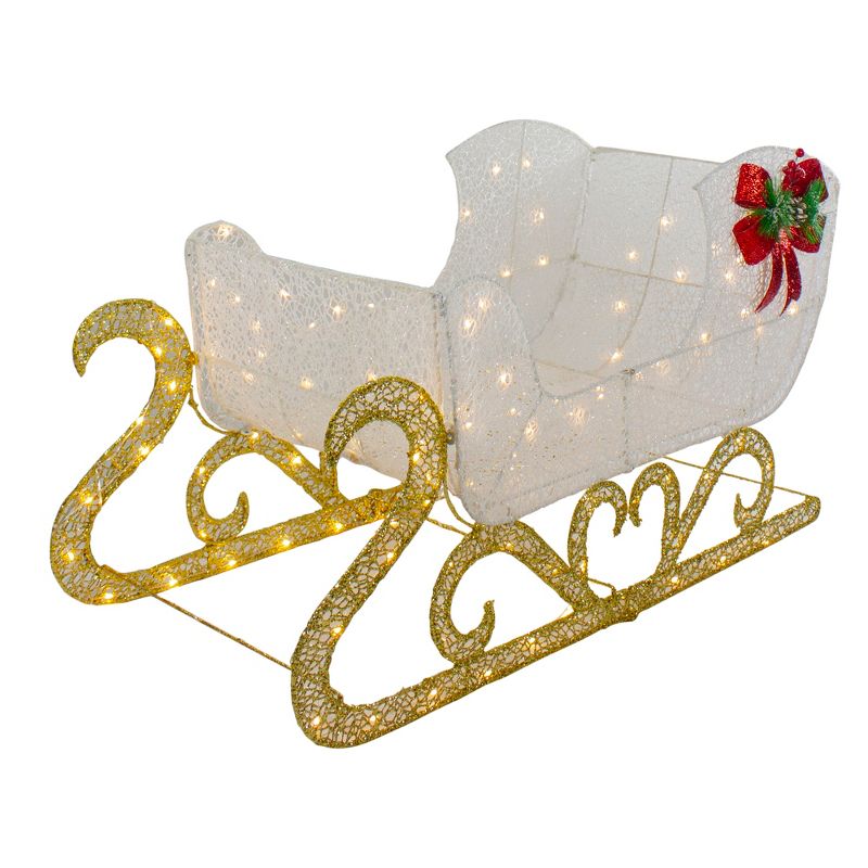Northlight 48" LED Lighted Glitter Reindeer with Sleigh Outdoor Christmas Decoration, 5 of 9