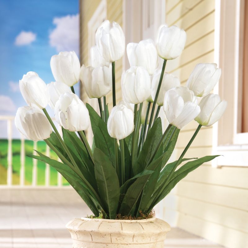 Collections Etc Springtime Tulip Bushel Artificial Maintenance-Free Bouquet Bush - Set of 3, 2 of 3