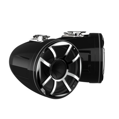Wet Sounds REV 12 HD 12" Horn Loaded Compression Driver Tower Speakers with XS Grills & Swivel Surface Mounts, 400 Watts RMS, Black, Pair
