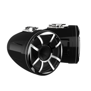 Wet Sounds REV 12 HD 12" Horn Loaded Compression Driver Tower Speakers with XS Grills & Swivel Surface Mounts, 400 Watts RMS, Black, Pair - 1 of 4