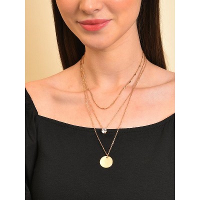 SOHI Women's Gold Everyday Multi-Layer Necklace