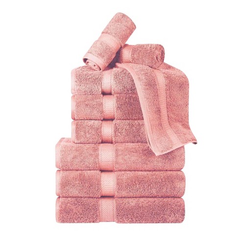 Premium Cotton 800 Gsm Heavyweight Plush Luxury 9 Piece Bathroom Towel Set,  Tea Rose Pink - Blue Nile Mills : Target