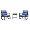 FIONECA 3-Piece Patio Bistro Set ¨C Rocking Chairs with Blue Cushions & Glass Top Table - 4 of 4
