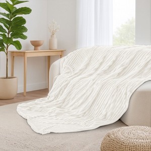 Cozy Soft Striped Fleece Blankets Decorative Plush Luxury Ribbed Warm Blanket for Couch, Sofa, Chair & Bed  - Lux Decor Collection - 1 of 4