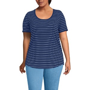 Lands' End Women's Short Sleeve Power Performance Scoop Neck Curved Hem Tunic Tee - 1 of 4