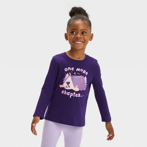 Toddler Girls Long Sleeve One More Chapter Graphic T shirt Cat Jack Purple Target