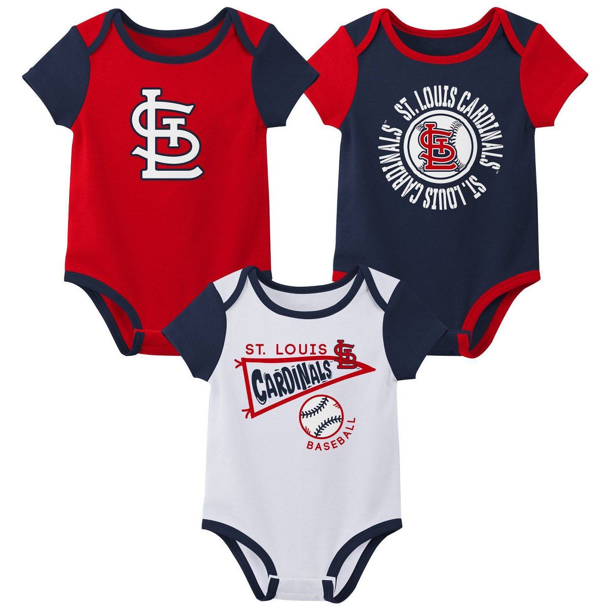 MLB St. Louis Cardinals Baby 3-pack Bodysuits